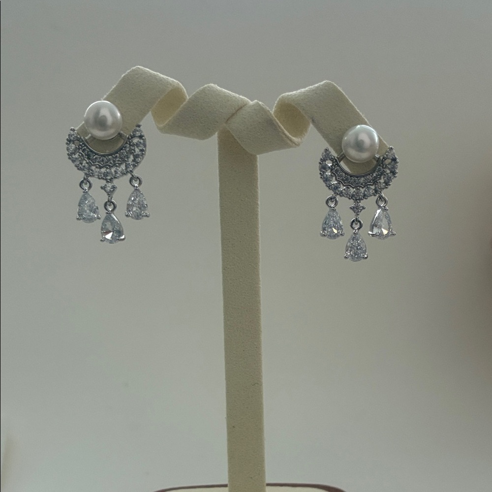 Elegant Silver Earrings and Pearl Earrings|Sterling silver posts